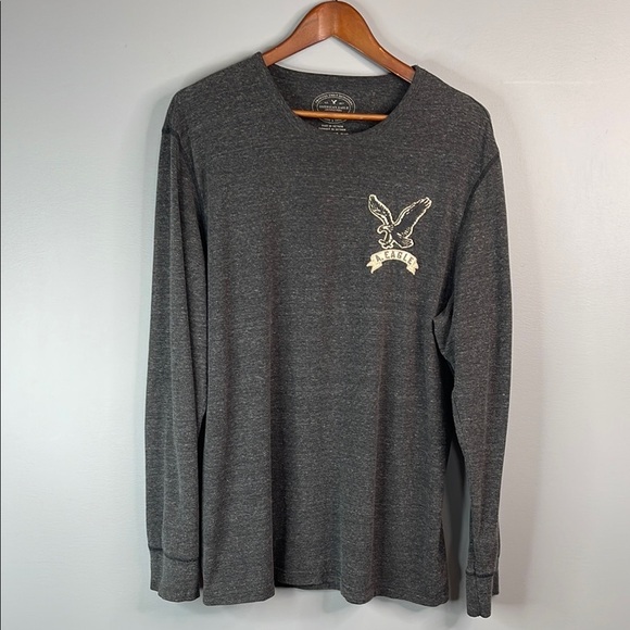 American Eagle Mens 3D Graphic Long Sleeve T-Shirt Charcoal Grey Athletic Fit XL - Picture 11 of 11